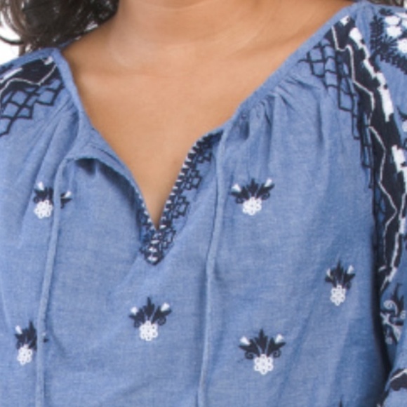 NWT LUCKY & COCO Embroidered BLUE Blouse New With Tag Size US XL - Picture 4 of 7